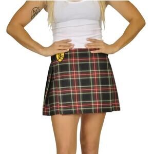 Sport‎ Kilt Womens  Stewart Black Tartan Plaid Micro Mini Pleated Skirt Medium